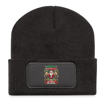 Entraînement en force Santa Fitmas - Beanie recyclé à patch - charbon - Devant