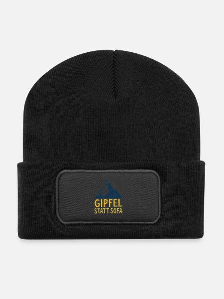 Gipfel statt Sofa - Recycelte Patch Beanie - Schwarz