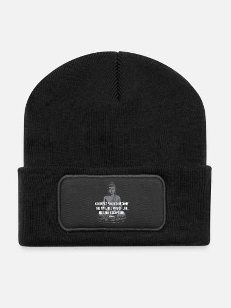 La bonté du Bouddha : Vie naturelle - Beanie recyclé à patch - noir