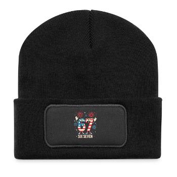 US Flag 67 Memes Six Seven - Beanie recyclé à patch - noir - Devant