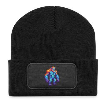 Bunte Bigfoot-Regenbogen-Pop-Art-Aquarell - Recycelte Patch Beanie - Schwarz - Vorne