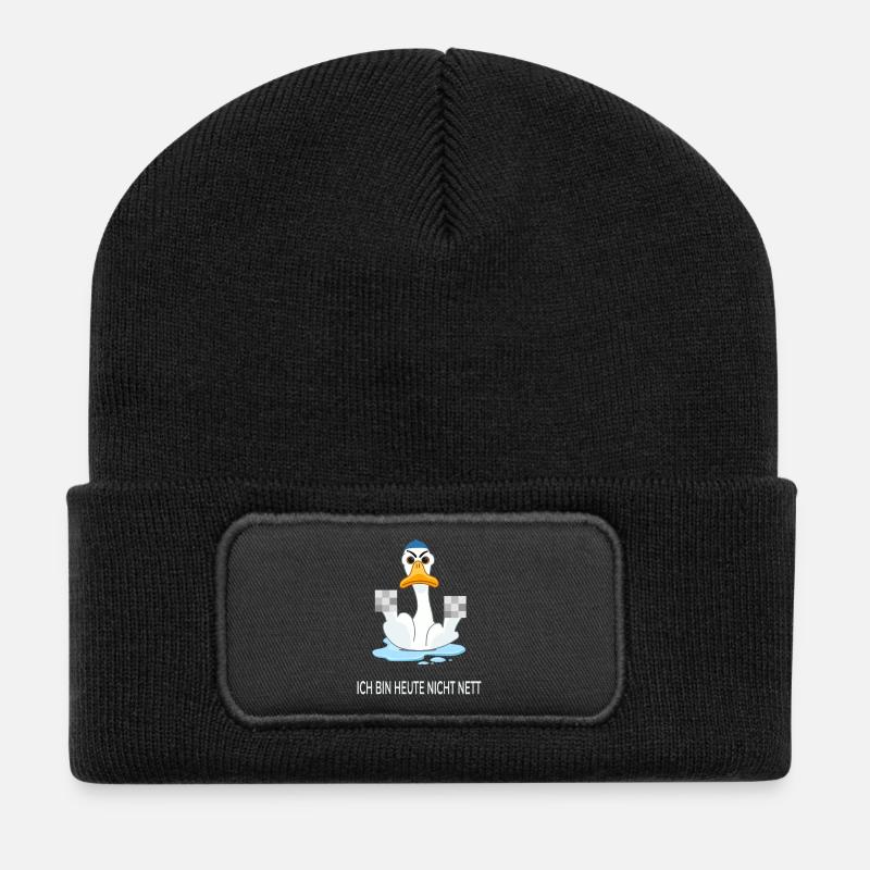Je ne suis pas gentil aujourd’hui – Canard drôle - Beanie recyclé à patch - noir
