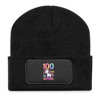 100th Day Of School 100 Day Of School Kids - Recycled Patch Beanie - black - Front