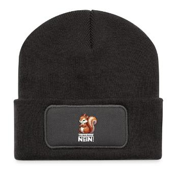 Bevor Du Fragst Eichhörnchen Eichhorn Nagetiere - Recycelte Patch Beanie - Dunkelgrau - Vorne