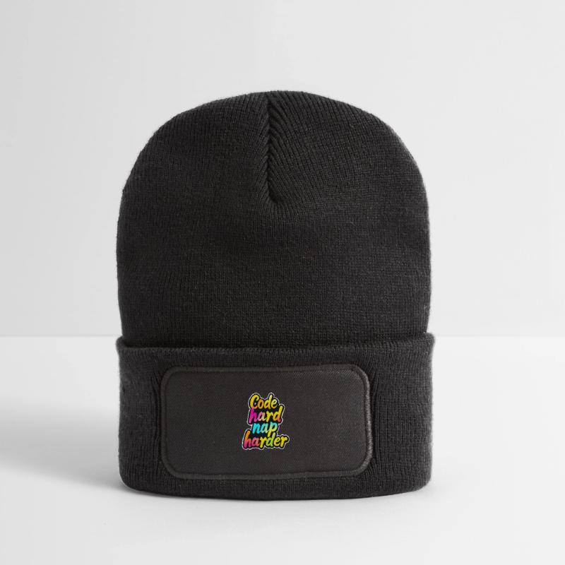 Code Hard Nickerchen Härter Lustiger Programmierer Tee Recycelte Patch Beanie