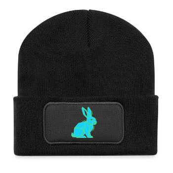 Geometric Bunny Low Poly Modern - Beanie recyclé à patch - noir - Devant