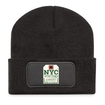 NYC Fetter Passstempel - Recycelte Patch Beanie - Dunkelgrau - Vorne