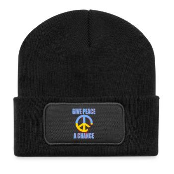 Give Peace a Chance – Ukraine Peace Symbol Art Now - Recycled Patch Beanie - black - Front