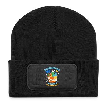 Conception de nettoyage amusante - Beanie recyclé à patch - noir - Devant