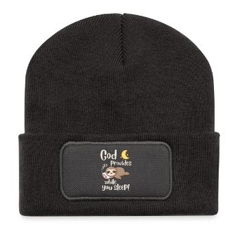 Jesus Christ- God provides while you sleep - Faith - Recycelte Patch Beanie - Dunkelgrau - Vorne