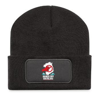 Cadeau drôle Mains Libres du Groenland - Beanie recyclé à patch - charbon - Devant