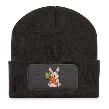 Cute Bunny with Carrot Carrot Comic - Recycled Patch Beanie - dark grey - Front