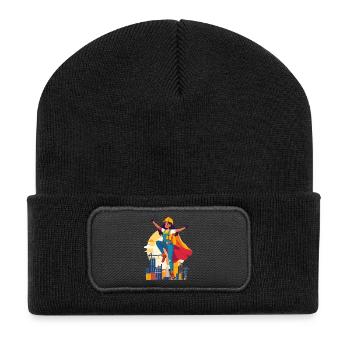 Construction heroine heroine of the construction site construction worker motif - Recycled Patch Beanie - black - Front
