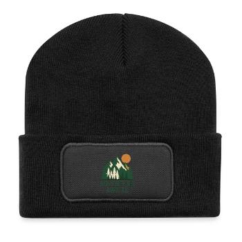 Abenteuerwald Berglandschaft - Recycelte Patch Beanie - Schwarz - Vorne