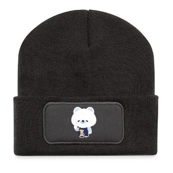 Cozy Polar Bear Barista - Recycelte Patch Beanie - Dunkelgrau - Vorne