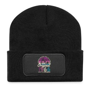 60. Geburtstag 1966 Jahrgang geboren Retro - Recycelte Patch Beanie - Schwarz - Vorne