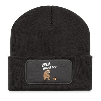 Ne tire pas si paresseusement avec l’escargot - Beanie recyclé à patch - charbon - Devant