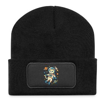Chat astronaute dans l’espace - Beanie recyclé à patch - noir - Devant