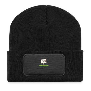 Ne pas aller au Groenland !! - Beanie recyclé à patch - noir - Devant