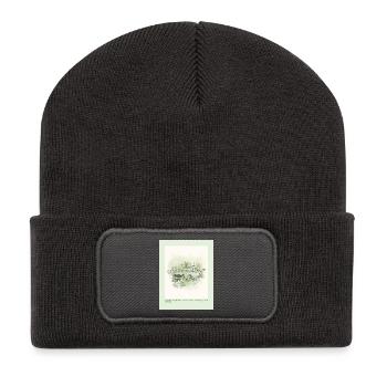 Vintage Car with Floral Frame - Recycled Patch Beanie - dark grey - Front