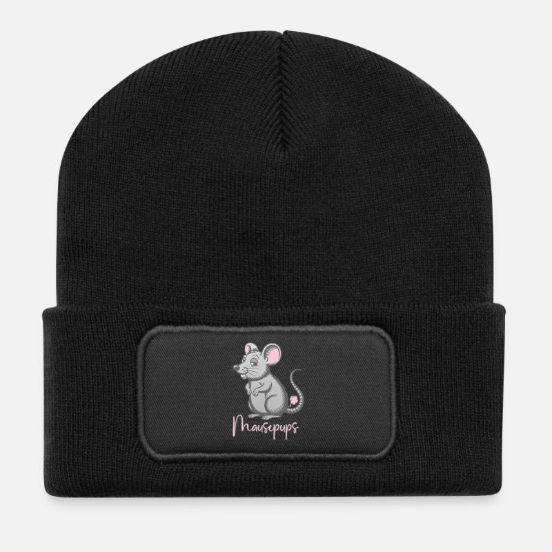 Mausepups Mause Pups Maus Pupsen Furzen Furz - Recycelte Patch Beanie - Schwarz
