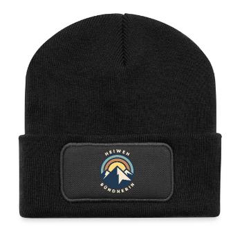 Heiweh Bündnerin - Recycelte Patch Beanie - Schwarz - Vorne