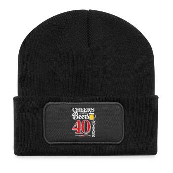 Cheers and Beers to 40 Years – Birthday Saying - Recycled Patch Beanie - black - Front