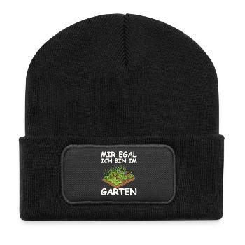 Mir Egal Ich Bin Im Garten - Recycelte Patch Beanie - Schwarz - Vorne