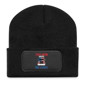 Trucker, conductrice de semi-remorque américaine maman - Beanie recyclé à patch - noir - Devant