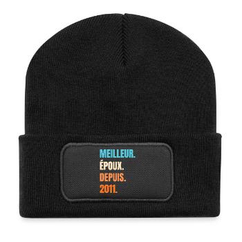 Best Husband Since 2011 Gift Husband - Recycled Patch Beanie - black - Front