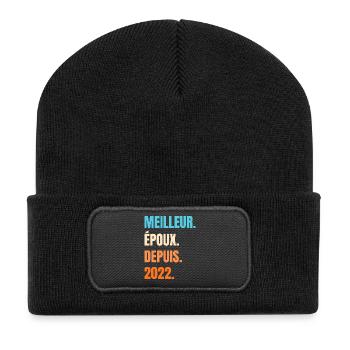 Bester Ehemann seit 2022 Ehemanngeschenk - Recycelte Patch Beanie - Schwarz - Vorne
