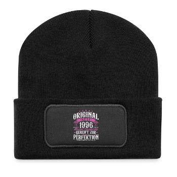 Original 1996 Jahrgang Retro Geburtstag Geschenk - Recycelte Patch Beanie - Schwarz - Vorne