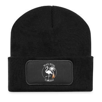 Black Metal Flamingo - Gothic Metal Flamingo - Recycelte Patch Beanie - Schwarz - Vorne