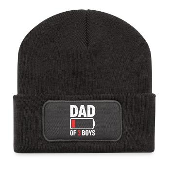 Dad of Three Boys - Recycled Patch Beanie - dark grey - Front