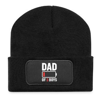 Vater von 3 Boys Pride - Recycelte Patch Beanie - Schwarz - Vorne