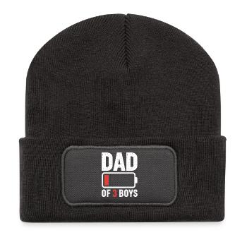 Dad of 3 Boys Pride - Recycled Patch Beanie - dark grey - Front