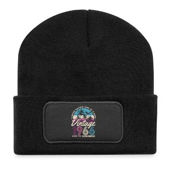 Vintage 1966 Vintage Retro Birthday Gift - Recycled Patch Beanie - black - Front