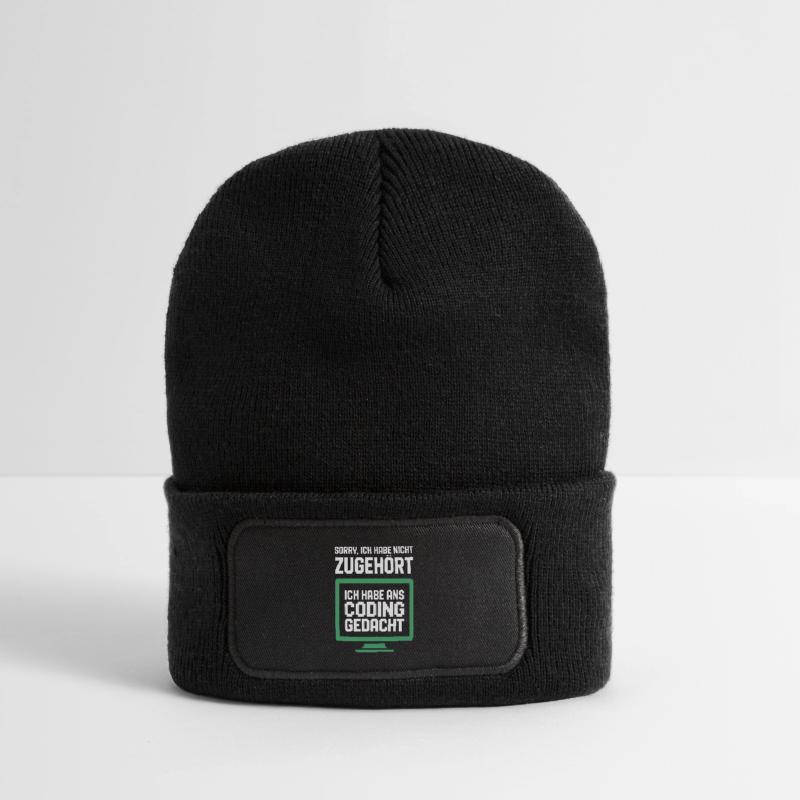Coding Gedanke am Bildschirm Recycelte Patch Beanie