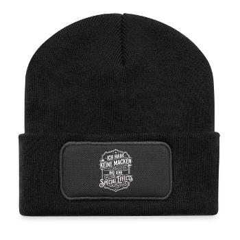 Keine Macken, Special Effects - Recycelte Patch Beanie - Schwarz - Vorne