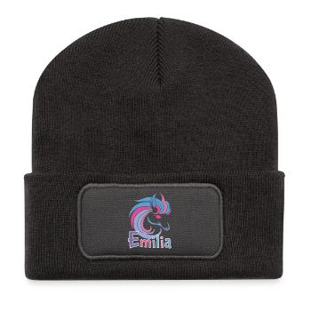 Emilia Pastel Horse Magic - Beanie recyclé à patch - charbon - Devant