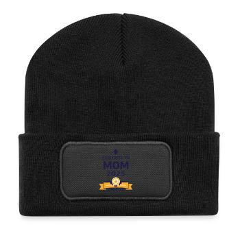 Mama seit 2025 – Stolze neue Mama Design - Recycelte Patch Beanie - Schwarz - Vorne