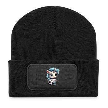 Licorne avec ballon - Baby-foot - Football - Beanie recyclé à patch - noir - Devant