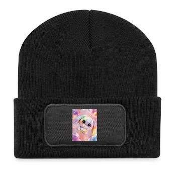 Rainbow cuddly bunny in the magic room - Recycled Patch Beanie - black - Front