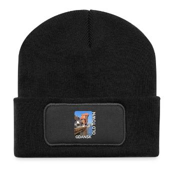 Gdansk Hafenidyll - Recycelte Patch Beanie - Schwarz - Vorne