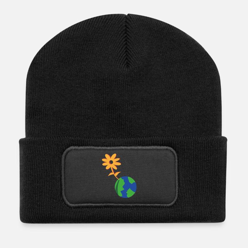 Fleur sur Terre ÉcoSymbiose - Beanie recyclé à patch - noir