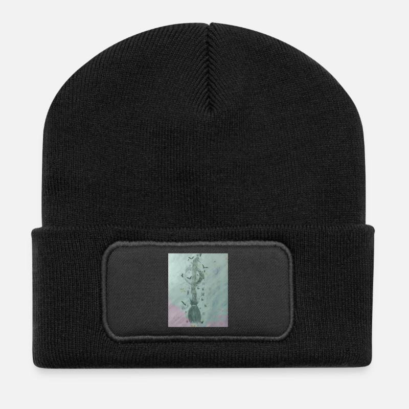 Magischer Zauberstab und Spirale - Recycelte Patch Beanie - Schwarz