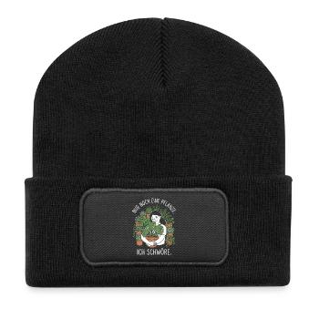 Nur noch eine Pflanze - Urban Jungle Design - Recycelte Patch Beanie - Schwarz - Vorne