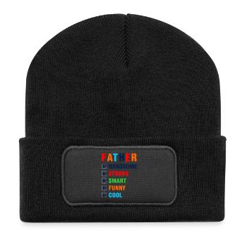 Bester Vater Gutaussehender Starker Witziger Hemd - Recycelte Patch Beanie - Schwarz - Vorne