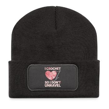 I crochet so I don't lose the thread - Recycled Patch Beanie - dark grey - Front