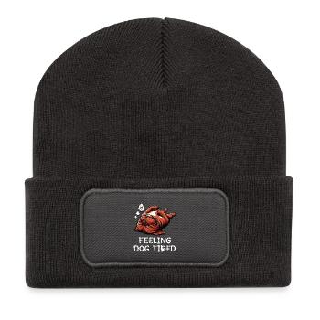 Feeling Dog Tired Bordeaux Dogge Bordeauxs  - Recycelte Patch Beanie - Dunkelgrau - Vorne